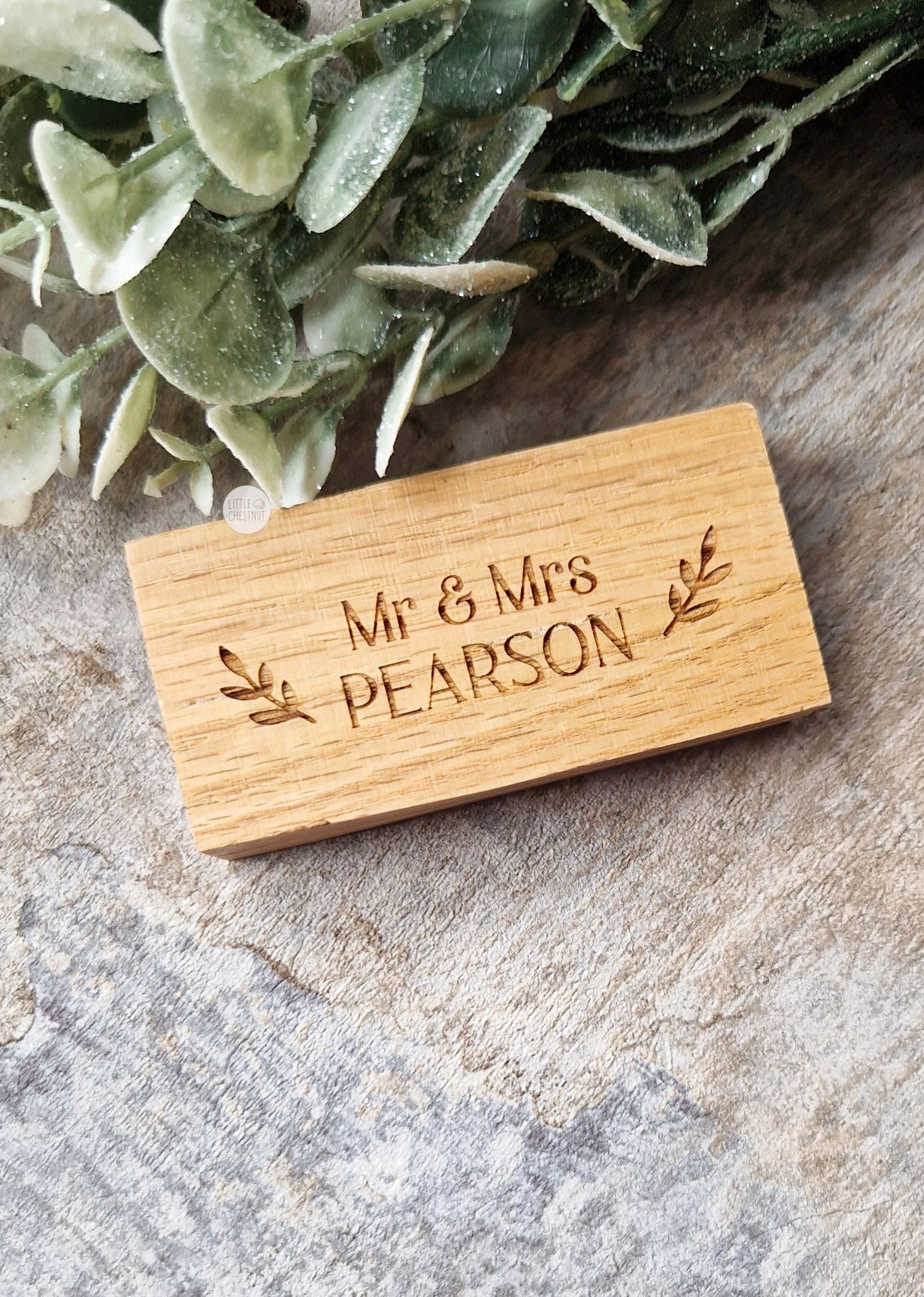 Engraved Wooden Double Ring Box