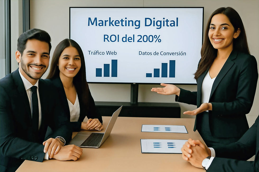 ejecutivos en reunión de marketing digital por Acoustic Comunicación