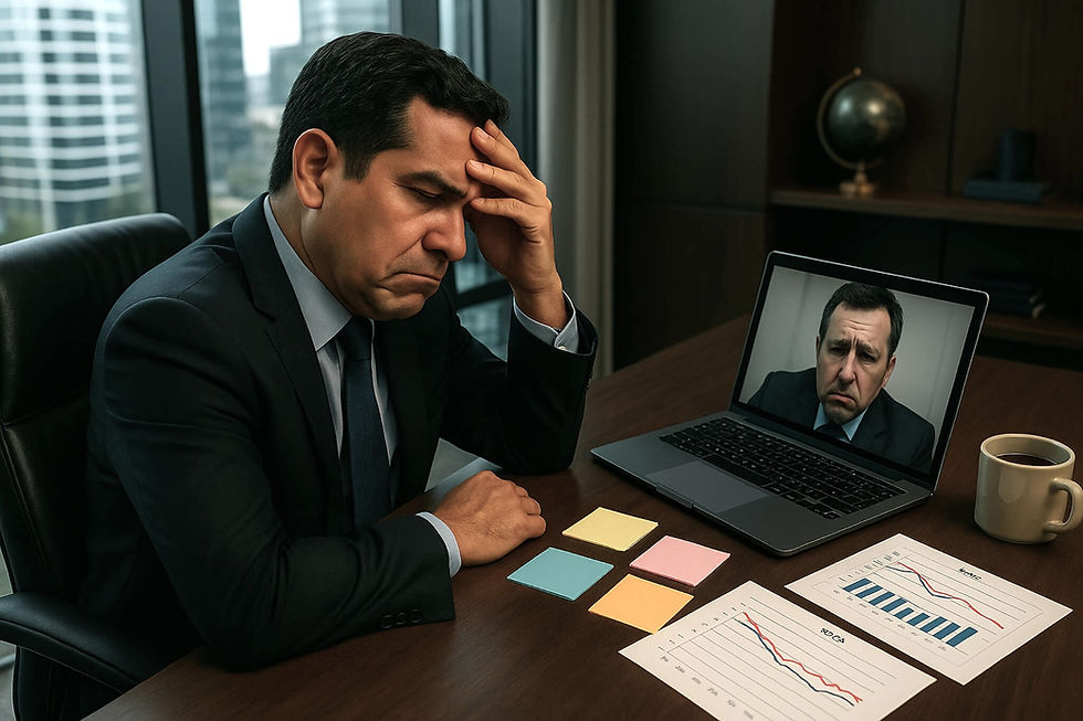 ejecutivo preocupado sin resultados en video