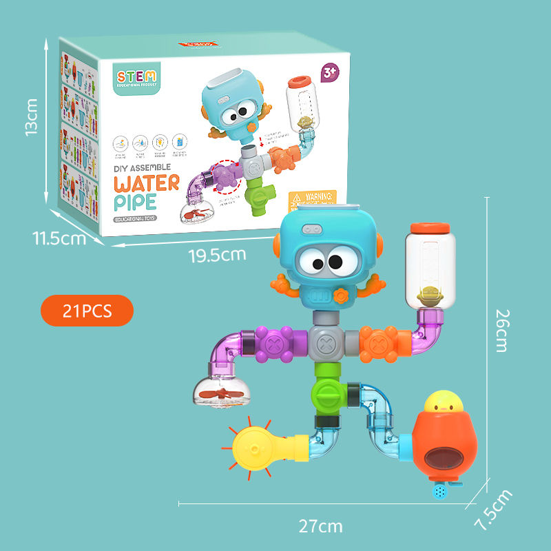 Thumbnail: Baby Bath Toys with Strong Suction Cups Tubes Spinner Squirt Water Game Set Todd