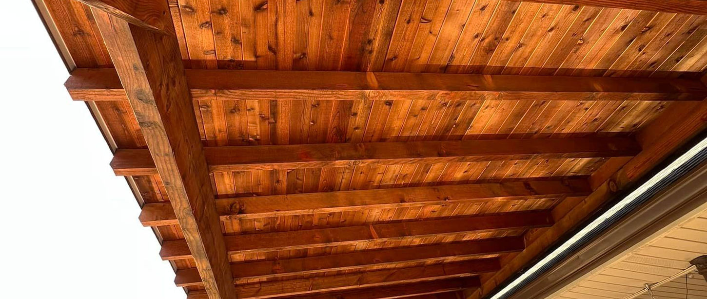 Installed wood patio cover