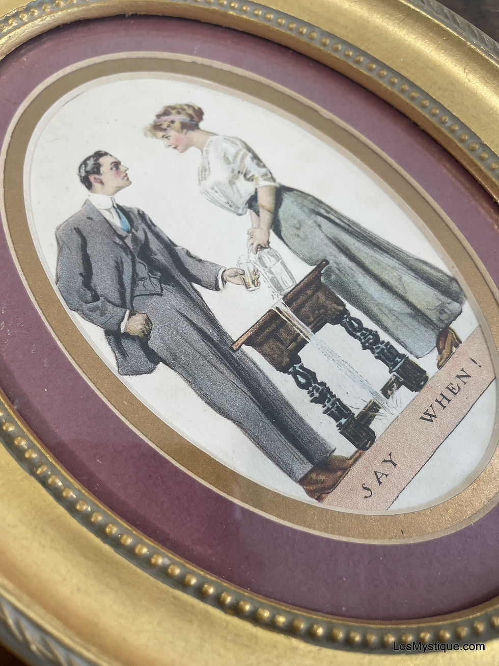 Thumbnail: Vintage James Montgomery Flagg Oval wood Framed PC Romantic Art