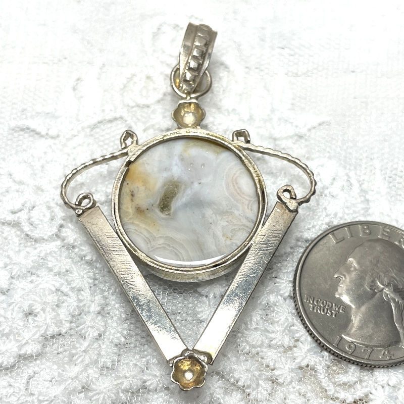 Thumbnail: Vintage Ocean Jasper Pendant, Positive energy, Silver Gemstone