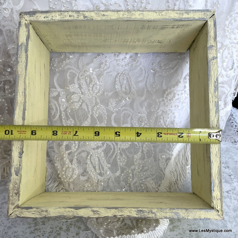 Thumbnail: Reclaimed Wood Shelf Curio Shadow Box Yellow Wall Decor, Rustic French Farmhouse