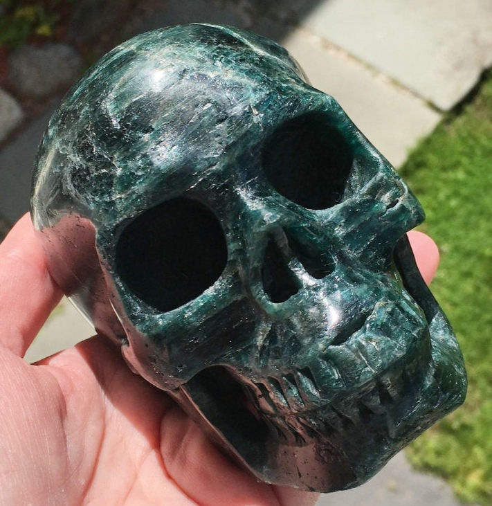 Thumbnail: Large Teal Blue Apatite Crystal Skull, Psychic Ability Work, Spiritual Realm