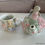 Miniatura: Vintage Shabby Cherub Porcelain Teapot Tea Cup Set Cupid & Pink Roses