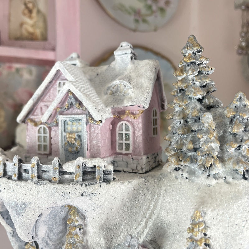 Thumbnail: Vintage Shabby Chic Snowy Christmas Village, Retro Decoration, Mountain Village