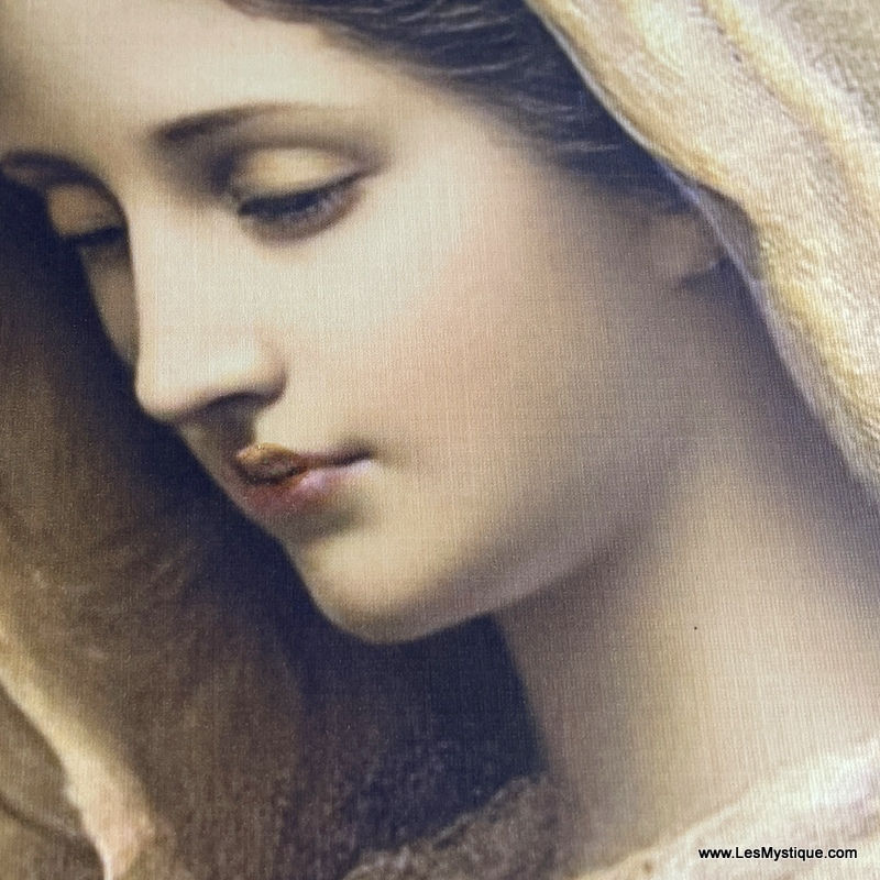 Thumbnail: Shabby Virgin Mary Print - Pink Rose Glitter Giclee, Catholic Faith Art