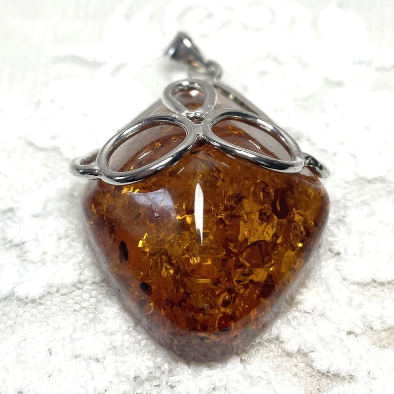 Thumbnail: Vintage Baltic Amber Pendant, Personal Power, Silver Jewelry