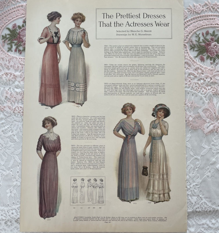 Thumbnail: Vintage Fashion Art, Millinery, Edwardian Woman's Hats, Dresses