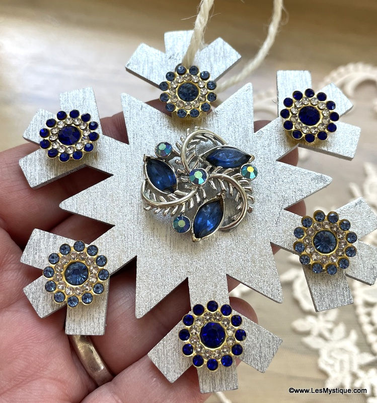 Thumbnail: Silver and Blue Rhinestone Snowflake Ornament Christmas Decorations & Gifts