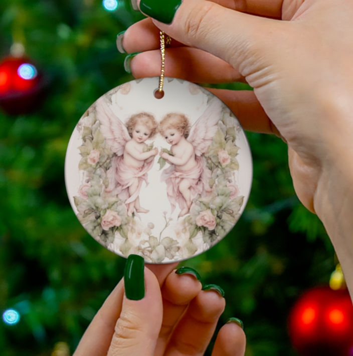 Thumbnail: Shabby French Victorian Angel Ornament Pastel Christmas Music Decor & Gifts