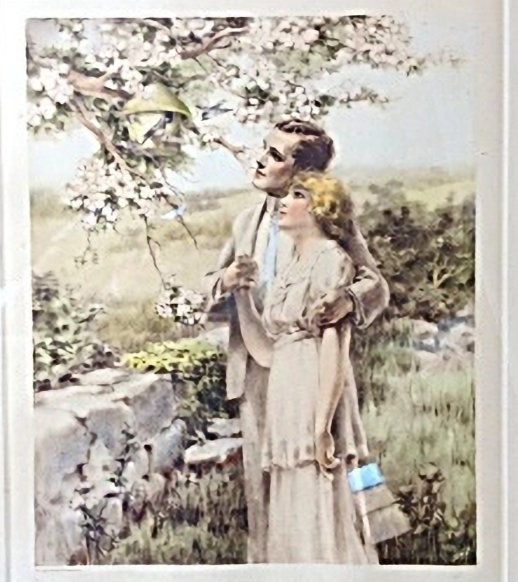 Rare Antique Print, Bessie Pease Gutmann, Home Builders, Couple Watching Birds