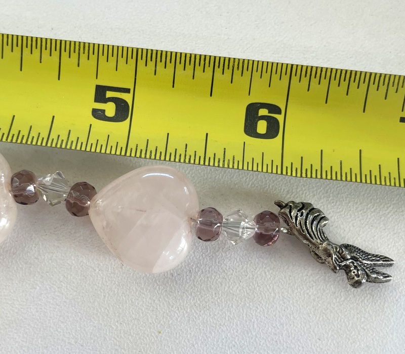 Thumbnail: Handcrafted Rose Quartz Heart Bracelet 6" Jewelry gifts for her