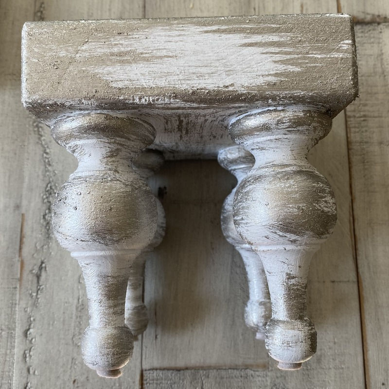 Thumbnail: Silver and White Shabby Wood Stand Riser Christmas Holiday Chic Décor