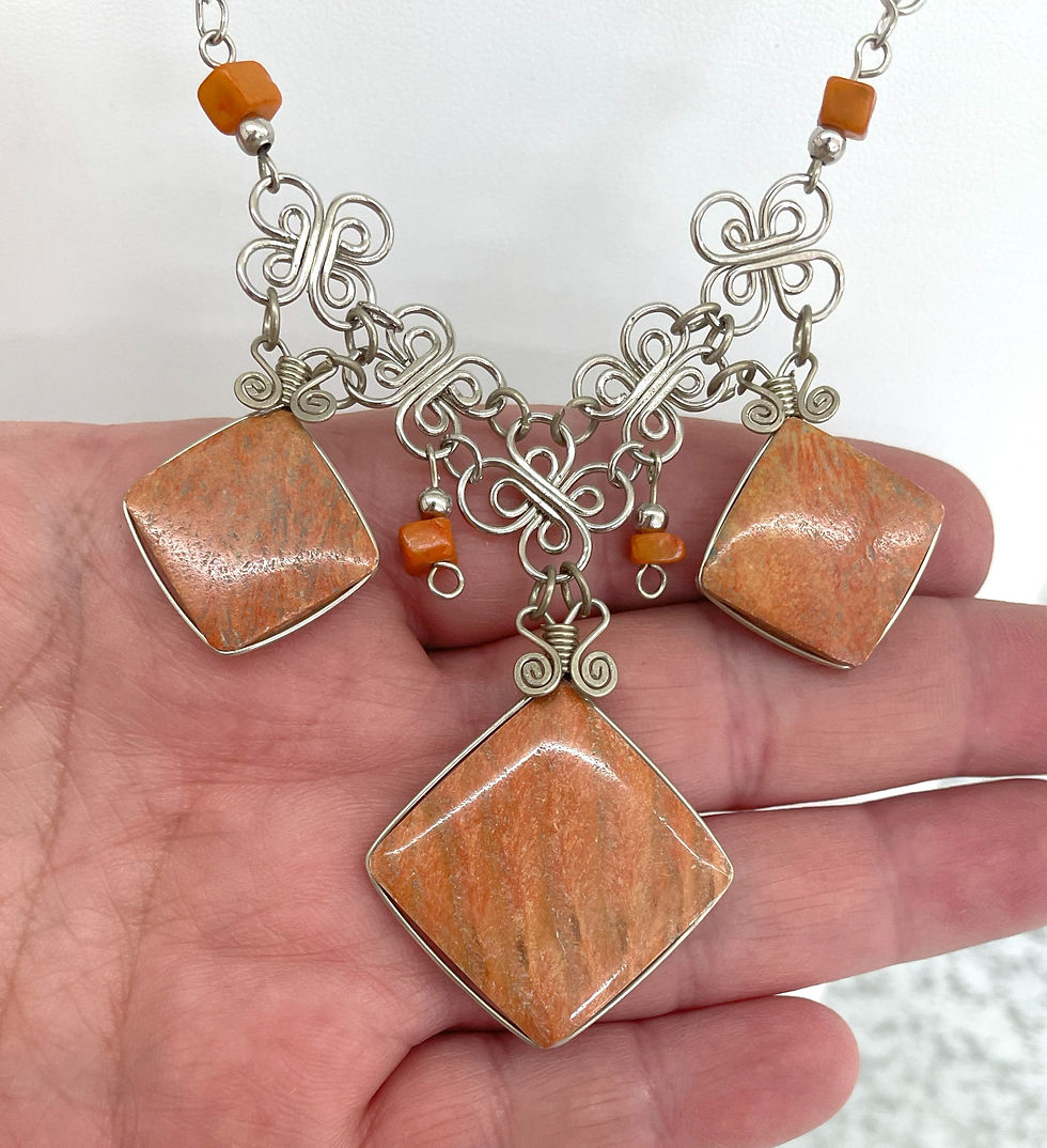 Thumbnail: Handcrafted Necklace Jasper and Agate Gemstone Statement Jewelry