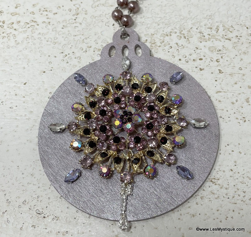 Thumbnail: 4" Shabby Glam Purple Rhinestone Ornament Christmas Décor