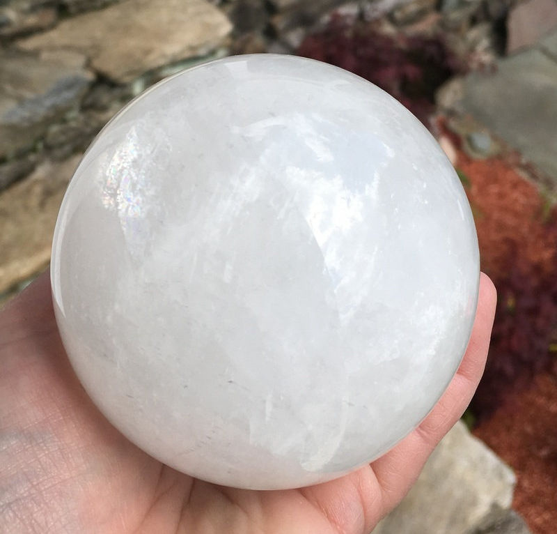 Thumbnail: Large Shimmering Snow Quartz Crystal Ball Sphere - Good Luck
