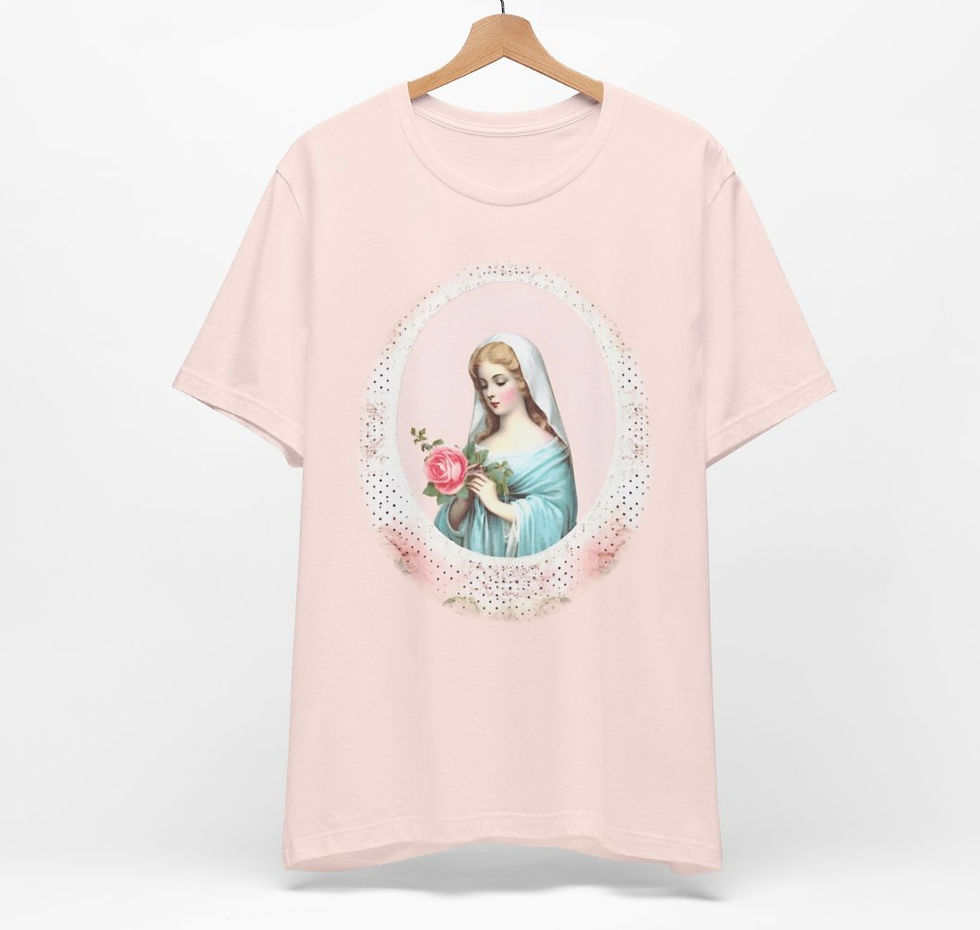 Thumbnail: Virgin Mary T-Shirt Shabby French Madonna Ave Maria Art Tee Catholic Faith Gifts
