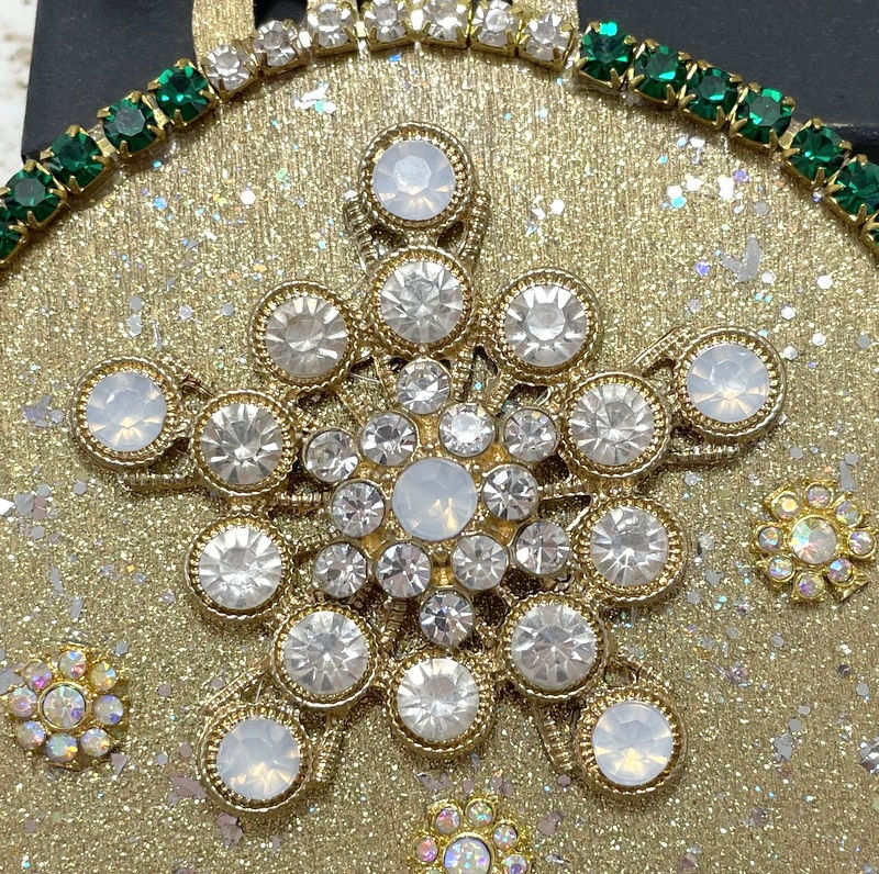 Thumbnail: Chic Gold and Silver Glitter Green Rhinestone Ornament Christmas Décor