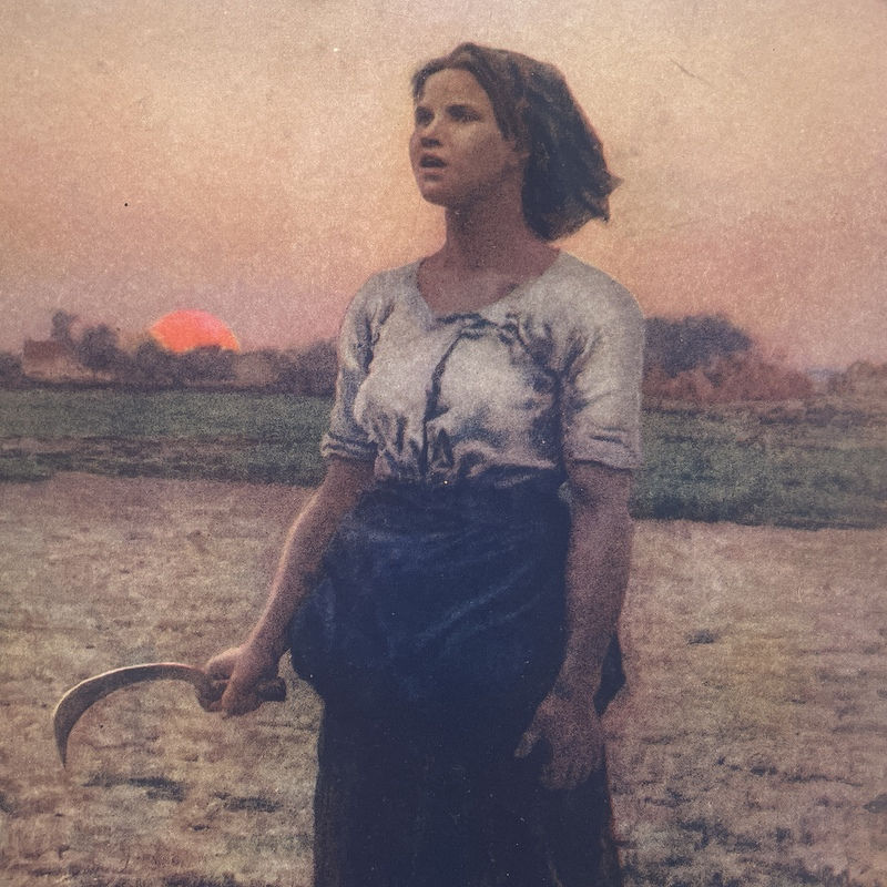 Thumbnail: Vintage Original Calendar Art 1927, Jules Breton, Song Of The Lark, Farm Girl