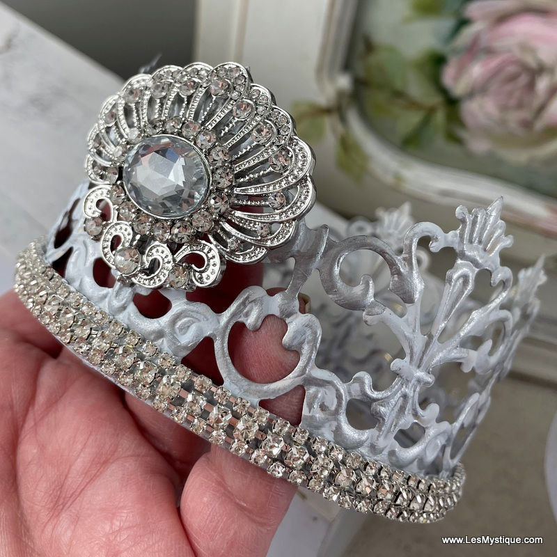 Thumbnail: Shabby French Country Crown Rhinestone Statue Crown Jeweled French Crown