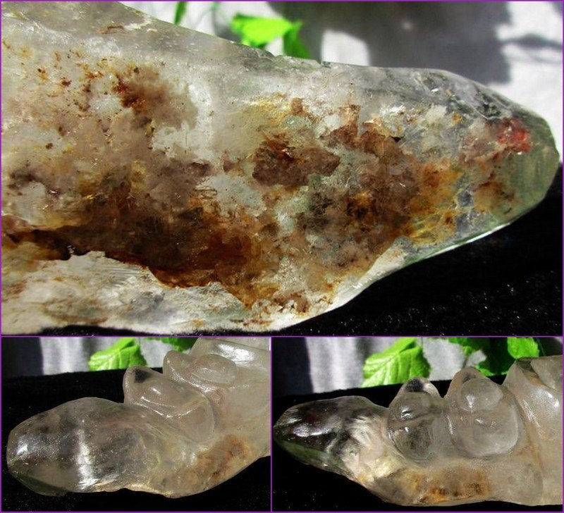 Thumbnail: Antique 7.25" Phantom Quartz Prosperity Bowl - Hand-carved Ingots