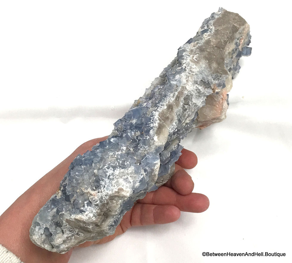 Thumbnail: 10.5" Large Blue Fluorite Crystal Plate Rose Pink Barite High Vibration Specimen