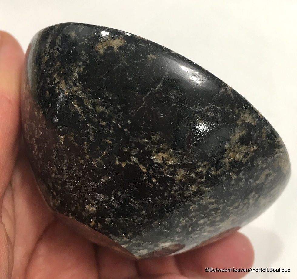 Thumbnail: 3" Garnet Black Tourmaline Gemstone Bowl Good Luck Home Blessings