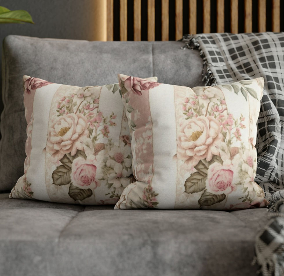 Thumbnail: Artistic Pastel Shabby Throw Pillow cover French Farmhouse Vintage Cottage Roses
