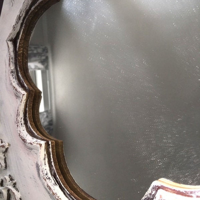 Thumbnail: 16" Distressed White Accent Mirror Shabby Cottage Chic Wall Decor