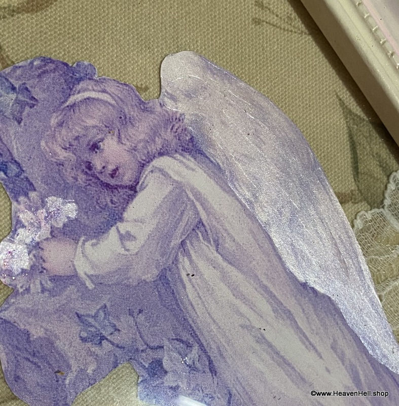 Thumbnail: Victorian Shabby Angel Art Collage Glitter Print Cottagecore Assemblage