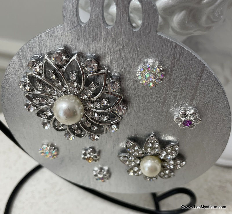Thumbnail: Handcrafted Sparkling Silver and Rhinestone Ornament Christmas Décor