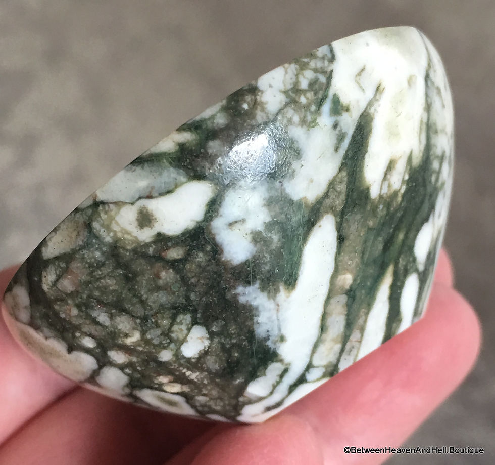 Thumbnail: Dendritic Moss Agate Gemstone Bowl, White Magick, Abundance, Plenitude