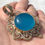 Miniatura: Vintage Angel Blue Chalcedony Filigree Pendant, Soothing Silver Jewelry