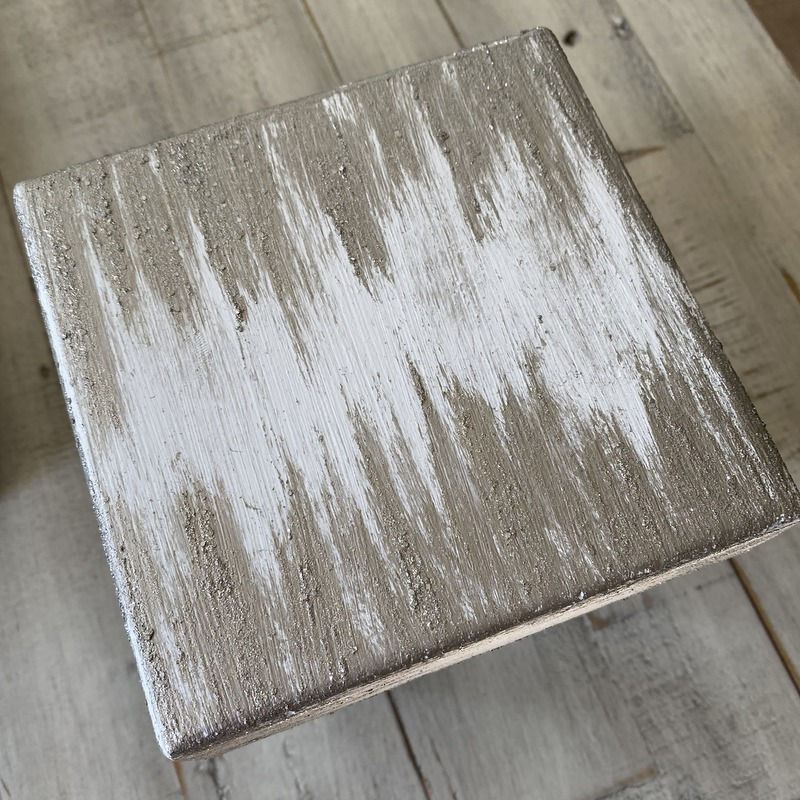 Thumbnail: Silver and White Shabby Wood Stand Riser Christmas Holiday Chic Décor