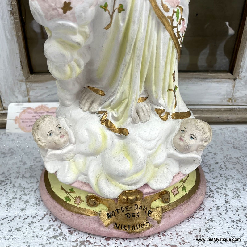 Thumbnail: Antique French Catholic Statue Our Lady Victory Virgin Mary Madonna and Child