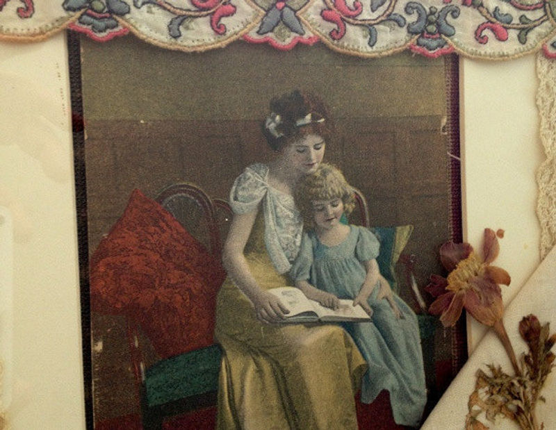 Thumbnail: Shabby BOHO Chic Antique Collage Assemblage Mother and Daughter Wall decor