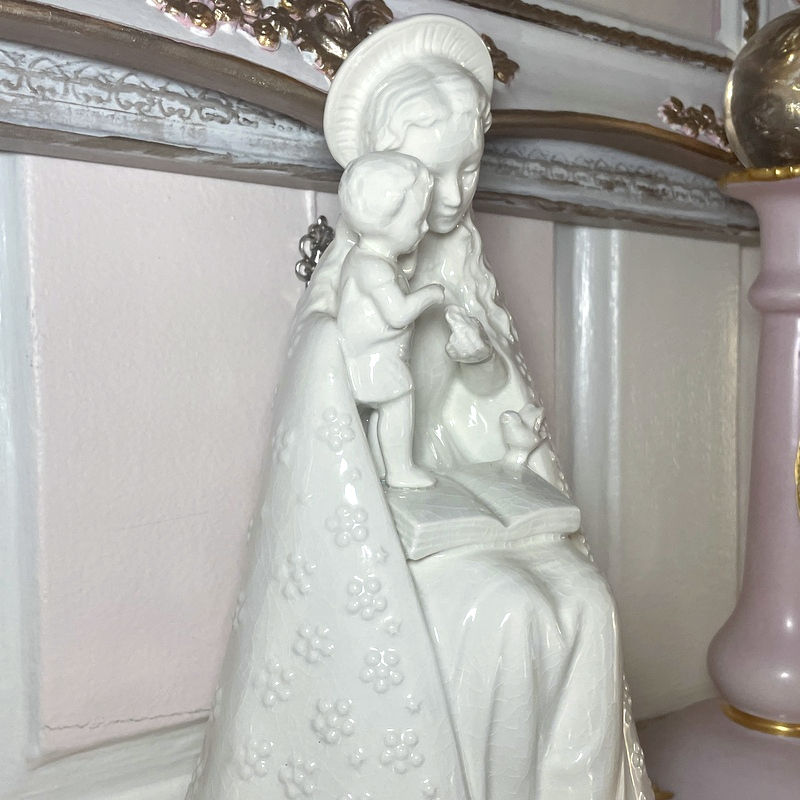 Thumbnail: Vintage White Flower Madonna Statue, Goebel, Germany, Large Size