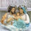 Miniatura: Rhinestone Crowned Holy Family Statue Vintage Chalkware Nativity Wall Hanging