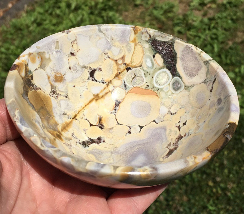 Thumbnail: 4.25" Large Leopard Skin Jasper Gemstone Bowl - Astral Travel, Spirit Contact
