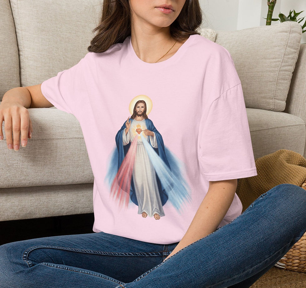 Thumbnail: Jesus Divine Mercy T-Shirt - Christian Faith, Sacred Heart Wearable Art Tee