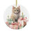 Miniatura: Shabby Kitten Christmas Ornament Pastel Cottage Pink Roses Victorian Cat Gift