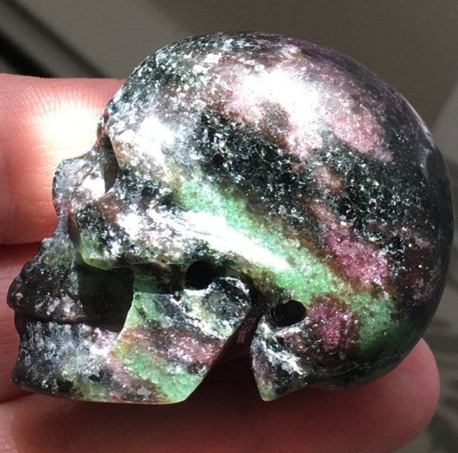 Thumbnail: Ruby Zoisite Crystal Skull, Spiritual Growth Positive Energy