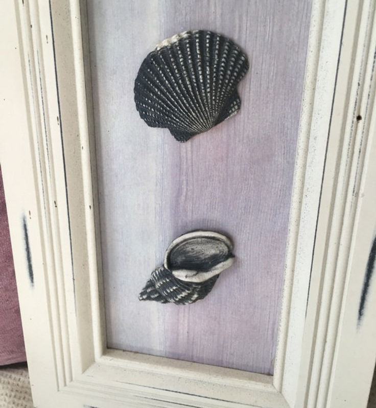 Thumbnail: Handpainted Genuine Seashell Shabby Beach Cottage Wall decor Painting