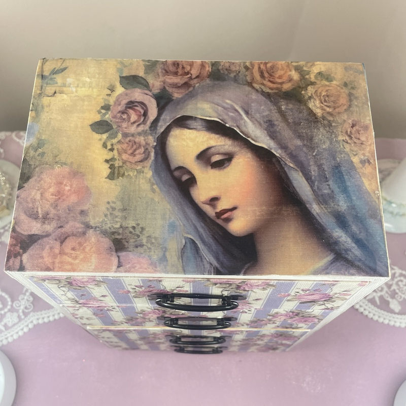 Thumbnail: Visions of Virgin Mary Wood Organizer Drawer Cabinet Mother Mary Catholic decor