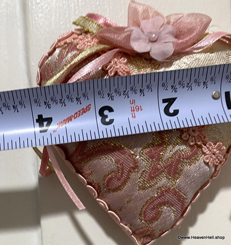 Thumbnail: Large Handmade Vintage Pink & Gold Christmas Ornament Shabby Fringe