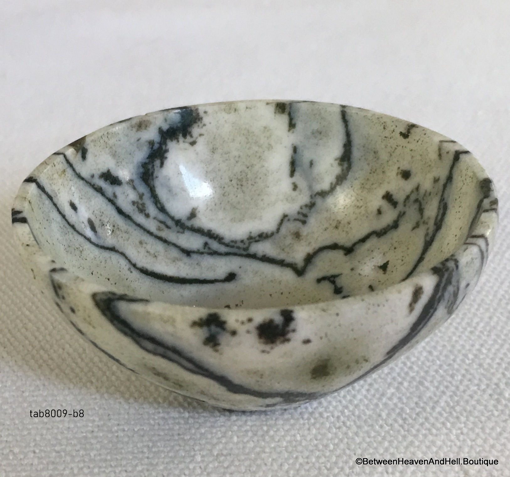 2" New beginnings Prosperity bowl Dendritic White Moss tree agate, Luck, Success