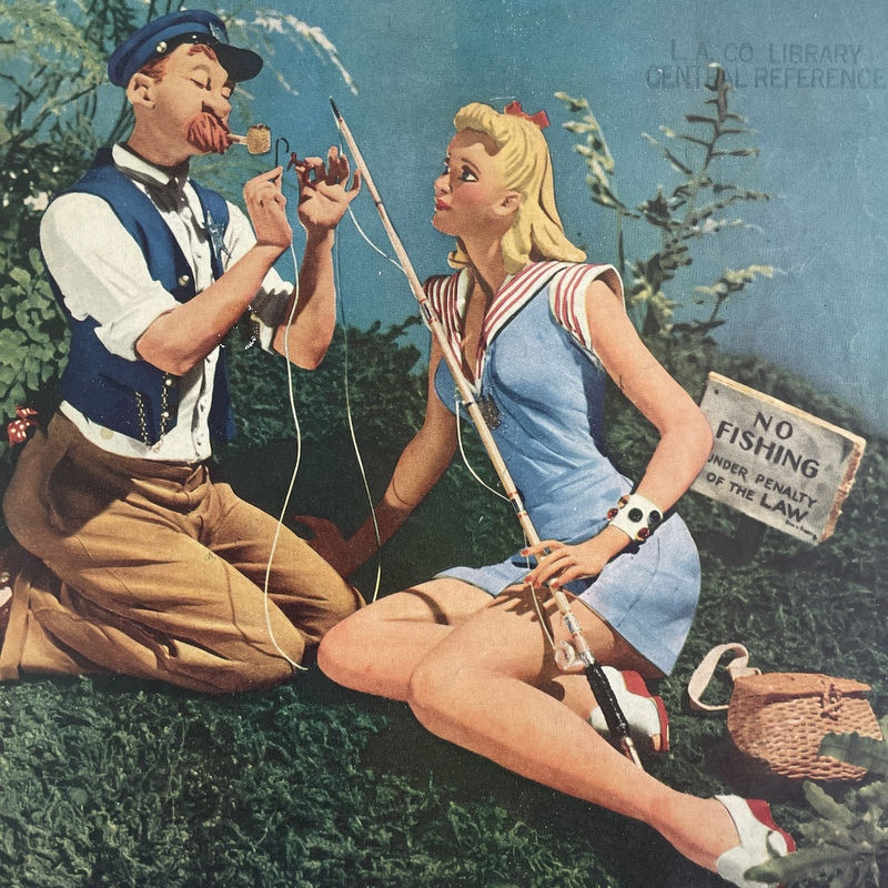Thumbnail: 1941 Alan Foster Cover Art, Collier's Magazine, Retro Blonde Woman Fishing