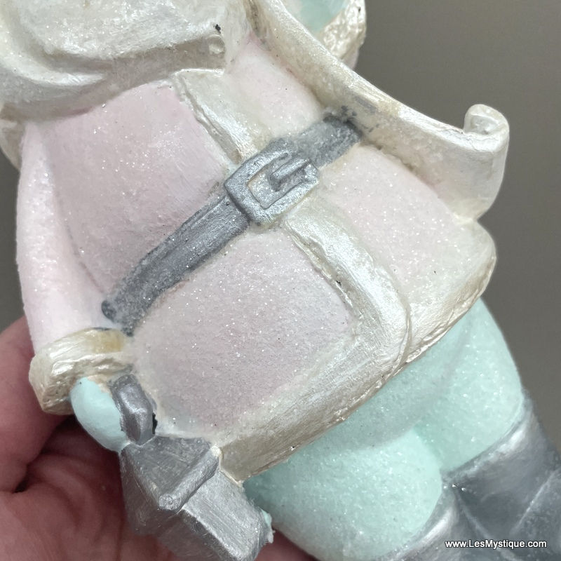 Thumbnail: Shabby Santa Statue Mint Pink Glitter Santa Claus Retro Christmas Figurine